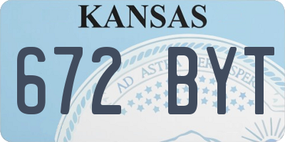 KS license plate 672BYT