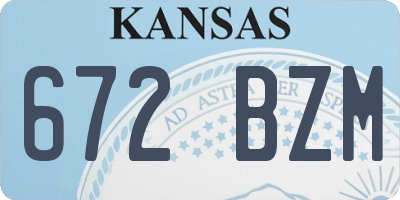 KS license plate 672BZM