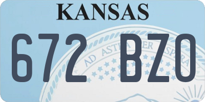 KS license plate 672BZO