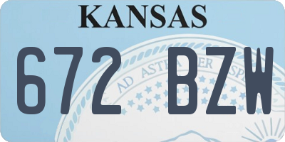 KS license plate 672BZW
