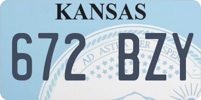 KS license plate 672BZY