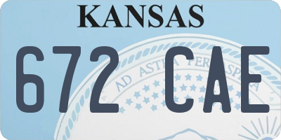 KS license plate 672CAE
