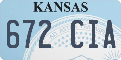 KS license plate 672CIA