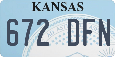 KS license plate 672DFN