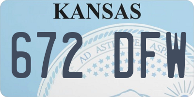KS license plate 672DFW