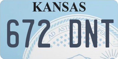 KS license plate 672DNT
