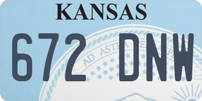 KS license plate 672DNW