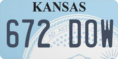 KS license plate 672DOW
