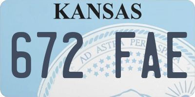 KS license plate 672FAE