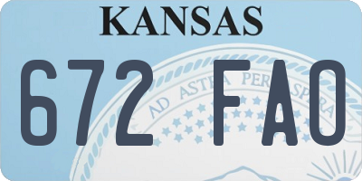 KS license plate 672FAO