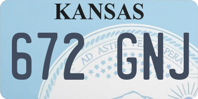 KS license plate 672GNJ