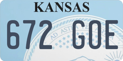 KS license plate 672GOE