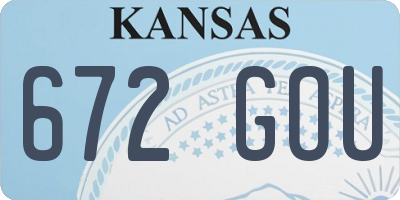 KS license plate 672GOU