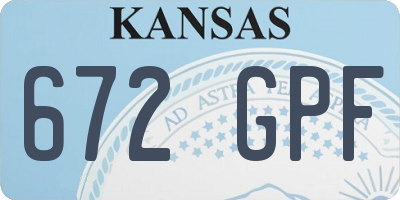 KS license plate 672GPF
