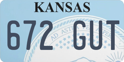 KS license plate 672GUT