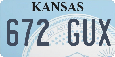 KS license plate 672GUX