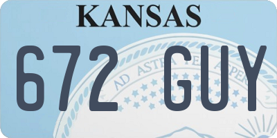 KS license plate 672GUY