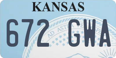 KS license plate 672GWA