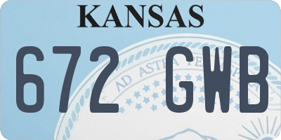 KS license plate 672GWB