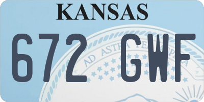 KS license plate 672GWF