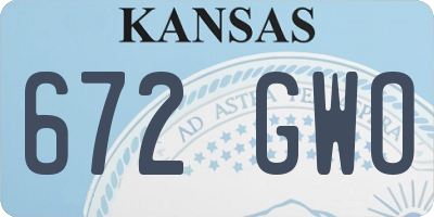 KS license plate 672GWO