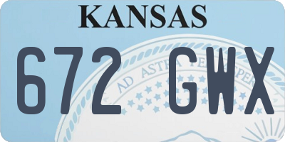 KS license plate 672GWX