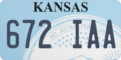 KS license plate 672IAA