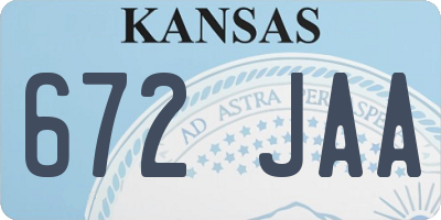 KS license plate 672JAA