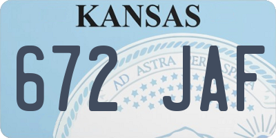 KS license plate 672JAF