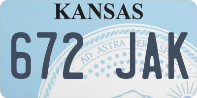 KS license plate 672JAK