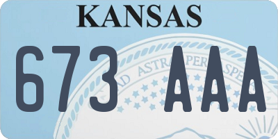 KS license plate 673AAA