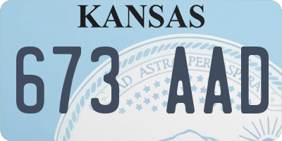 KS license plate 673AAD