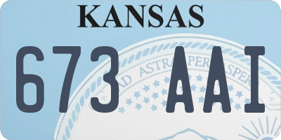 KS license plate 673AAI