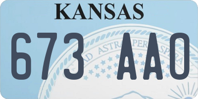 KS license plate 673AAO