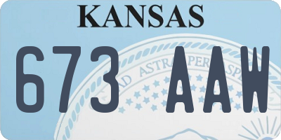 KS license plate 673AAW