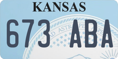 KS license plate 673ABA