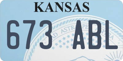 KS license plate 673ABL