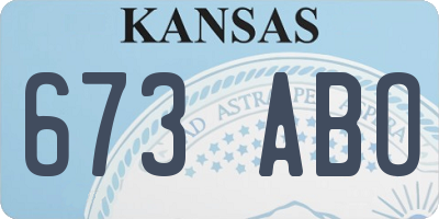 KS license plate 673ABO
