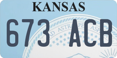 KS license plate 673ACB