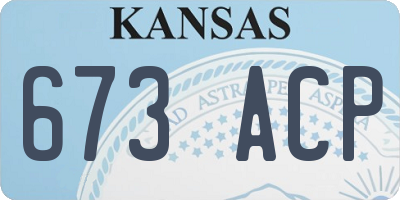 KS license plate 673ACP