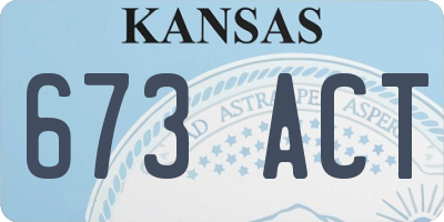 KS license plate 673ACT
