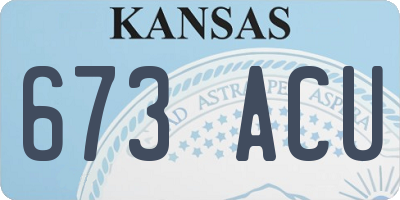 KS license plate 673ACU