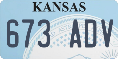 KS license plate 673ADV
