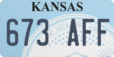 KS license plate 673AFF