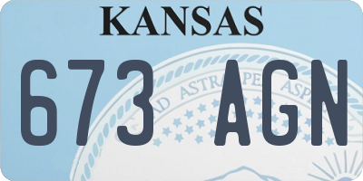 KS license plate 673AGN