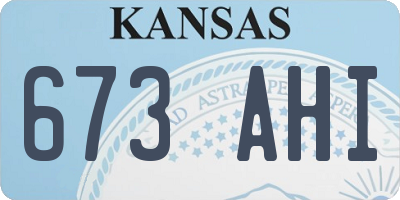 KS license plate 673AHI