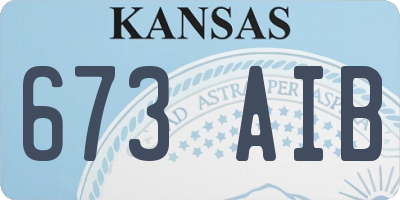 KS license plate 673AIB