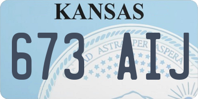 KS license plate 673AIJ