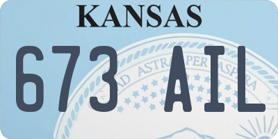KS license plate 673AIL