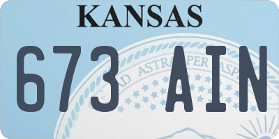 KS license plate 673AIN